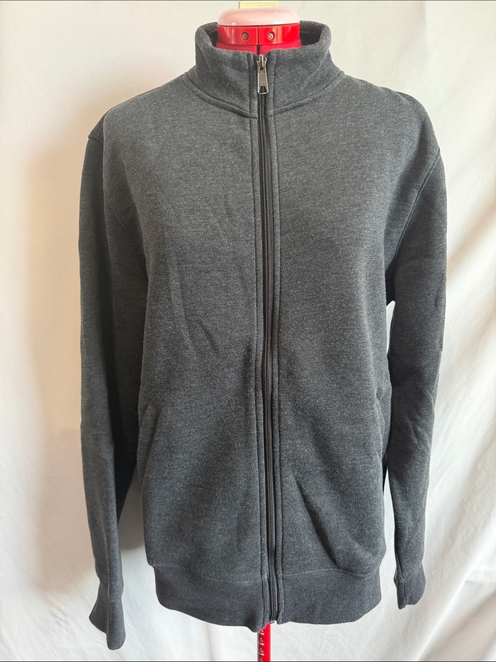 Amazon Essentials Men's Charcoal Full-Zip Sweater Jacket